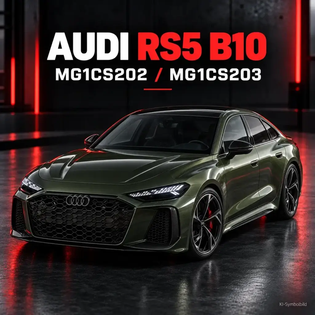 KI-Symbolbild eines Audi RS5 B10 ohne Kennzeichen – Steuergeräte MG1CS202 und MG1CS203