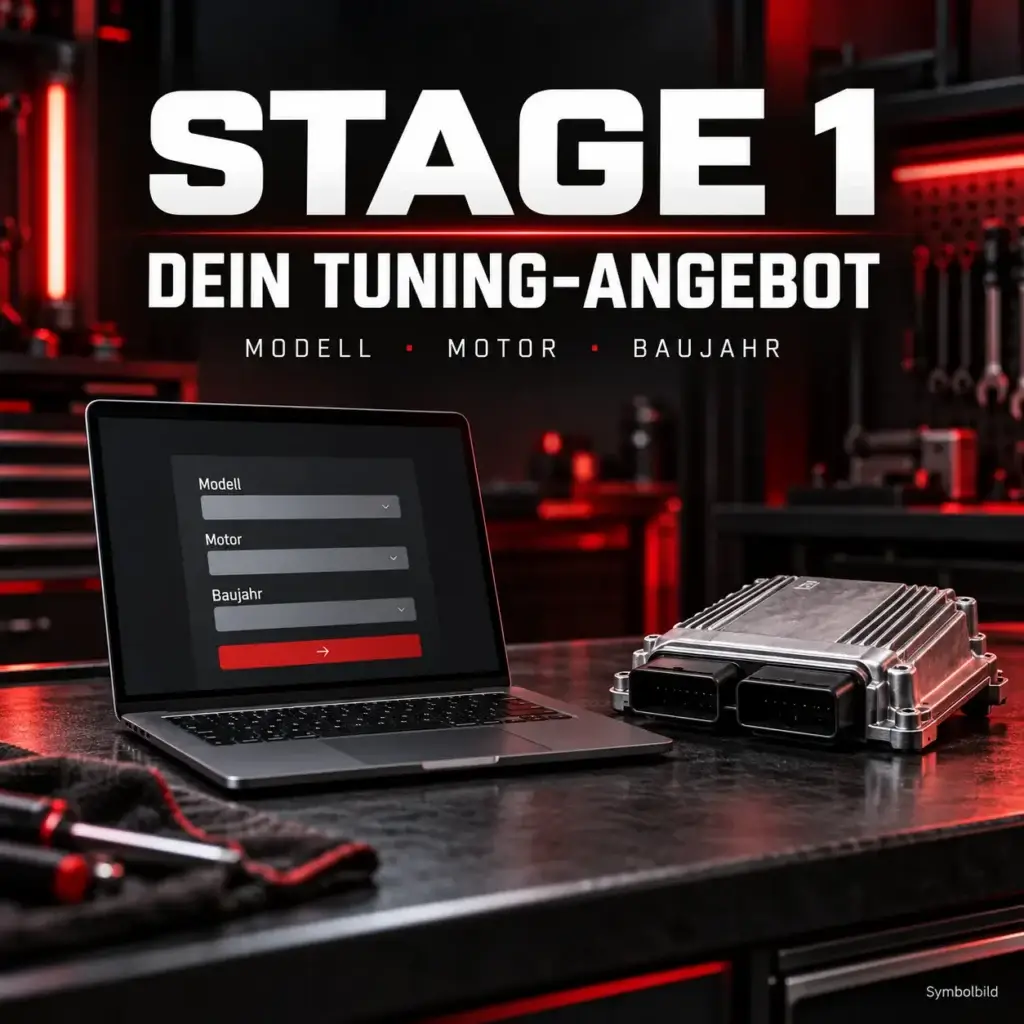 Symbolbild zur Stage-1-Angebotsanfrage mit Fahrzeugmodell, Motor und Baujahr